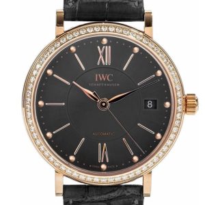 Iwc Portofino Anthracite Dial Diamond Automatic 37Mm Mens Watch Iw458108 Black