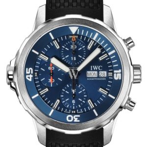 Iwc Aquatimer Chronograph Blue Dial Black Rubber Mens Watch Iw376805