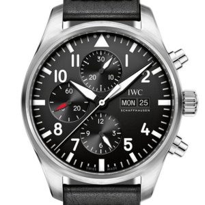Iwc Pilot Black Automatic Chronograph Mens Watch Iw377709