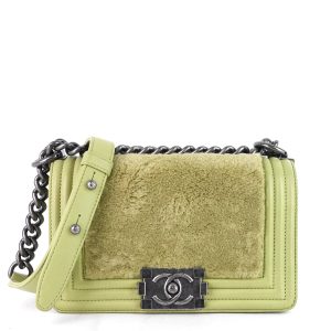 boy flap leather and rabbit fur bag