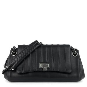 lambskin leather fliplock shoulder bag