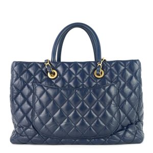 coco handle medium lambskin leather shopping tote bag