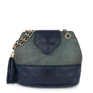 vintage woven raffia chain shoulder bag