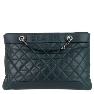 glazed calfskin leather shopping tote bag