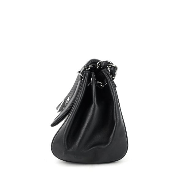 lambskin leather fliplock shoulder bag