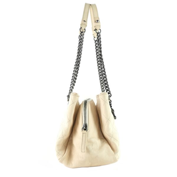 chic small matelassé caviar leather tote bag