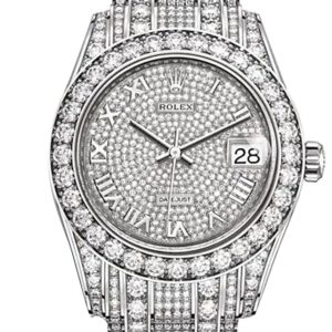 Rolex Pearlmaster 34 Diamond Pave Dial Bracelet White Gold Watch 81405Rbr