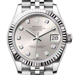 Rolex Datejust 31 Silver Diamond Dial Fluted Bezel Jubilee Ladies Watch 278274 278274-0030