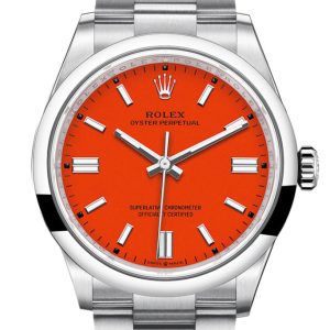 Rolex Oyster Perpetual 36 Coral Red Dial Bracelet Watch 126000