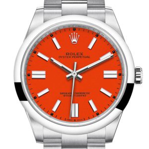 Rolex Oyster Perpetual 41 Coral Red Dial Bracelet Watch 124300 Dc