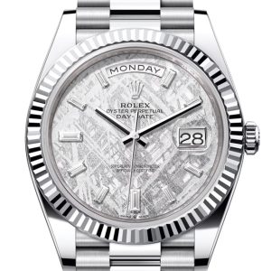 Rolex Day-Date 40 Meteorite 10 Diamonds Dial Fluted Bezel Platinum President Men's Watch 228236