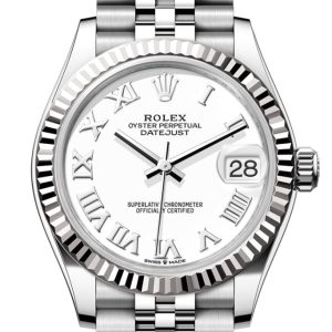 Rolex Datejust 31 White Roman Dial Fluted Bezel Jubilee Ladies Watch 278274 278274-0010