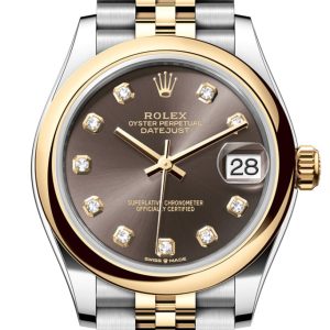 Rolex Datejust 31 Dark Grey Diamond Dial Yellow Gold Steel Jubilee Ladies Watch 278243 278243-0022