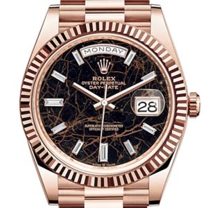 Rolex Day-Date 40 Eisenkiesel 10 Baguette-Cut Fluted Dial Diamond Bezel 18K Everose Gold President