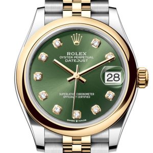 Rolex Datejust 31 Olive Green Diamond Dial Yellow Gold Steel Jubilee Ladies Watch 278243 278243-0030
