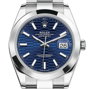 Rolex Datejust 41 Blue Fluted Dial Oyster Men's Watch 126300 126300-0023