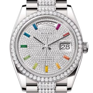 Rolex Day-Date 36 Diamond Paved Diamond Dial Diamond Bezel White Gold Diamond President Watch 128349RBR