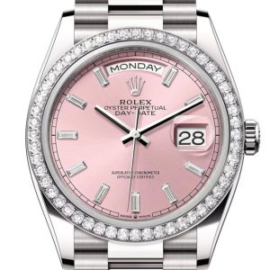 Rolex Day Date 40 Pink Diamond Dial Bezel White Gold President Bracelet 128349Rbr Watch