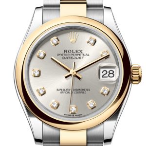 Rolex Datejust 31 Silver Diamond Dial Yellow Gold Steel Ladies Watch 278243 278243-0019