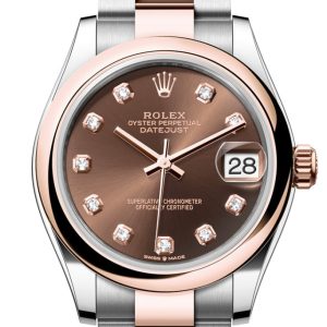 Rolex Datejust 31 Chocolate Diamond Dial Rose Gold Steel Ladies Watch 278241 278241-0027