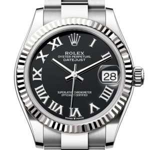 Rolex Datejust 31 Black Roman Dial Fluted Bezel Ladies Watch 278274 278274-0001