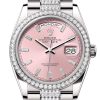 Rolex Day Date 40 Pink Diamond Dial Bezel White Gold President Bracelet 128349Rbr Watch