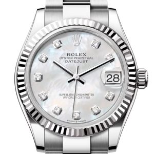 Rolex Datejust 31 Mother Of Pearl Diamond Dial Fluted Bezel Ladies Watch 278274 278274-0005