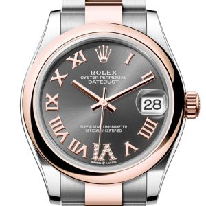 Rolex Datejust 31 Slate Roman Diamond 6 Dial Rose Gold Steel Ladies Watch 278241 278241-0029