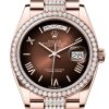 Rolex Day Date 40 Brown Ombre Roman Dial Diamond Bezel Rose Gold President Bracelet 128345Rbr Watch