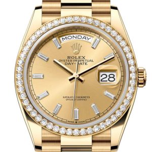 Rolex Day Date 40 Champagne Diamond Dial Bezel Yellow Gold President Bracelet 128348Rbr Watch