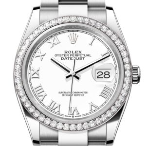 Rolex Datejust 36 White Roman Dial Diamond Bezel Watch 126284Rbr 126284Rbr-0018