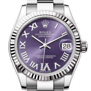 Rolex Datejust 31 Purple Roman Diamond On 6 Dial Fluted Bezel Ladies Watch 278274 278274-0025
