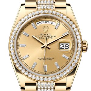Rolex Day Date 40 Champagne Diamond Dial Bezel Yellow Gold President Bracelet 128348Rbr Watch