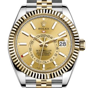 Rolex Sky Dweller Champagne Dial 18K Yellow Gold Bezel Two Tone Jubilee Men’s Watch 326933