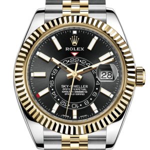 Rolex Sky Dweller Black Dial 18K Yellow Gold Bezel Two Tone Jubilee Men’s Watch 326933
