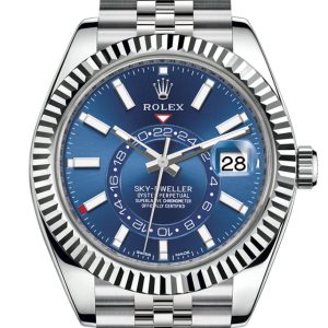 Rolex Sky Dweller Blue Dial 18K White Gold Bezel Steel Jubilee Men’s Watch 326934