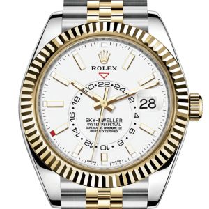 Rolex Sky Dweller White Dial 18K Yellow Gold Bezel Two Tone Jubilee Men’s Watch 326933