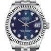 Rolex Datejust 31 Blue Set Diamonds Dial White Gold Fluted Bezel Jubilee Ladies Watch 178274