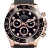 Rolex Cosmograph Daytona Rose Gold Black Diamond Set Dial Oysterflex 116515Ln Watch