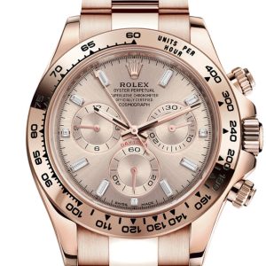 Rolex Cosmograph Daytona Rose Gold Sundust Diamond Set Dial Bracelet 116505 Watch