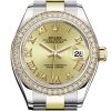 Rolex Datejust 28 Champagne Roman Dial Diamond Bezel Yellow Gold Ladies Watch 279383Rbr 279383