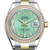 Rolex Datejust 28 Mint Green Set With Diamonds Dial Diamond Bezel Yellow Gold Ladies Watch
