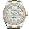 Rolex Datejust 28 White Mother-Of-Pearl Set With Diamonds Dial Diamond Bezel Yellow Gold Ladies
