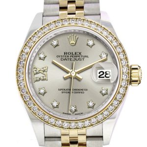 Rolex Datejust 28 Silver Diamond Star Dial Bezel Yellow Gold Jubilee Ladies Watch 279383Rbr 279383