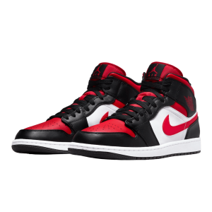 Nike Air Jordan 1 Mid White Black Red (2022) Side